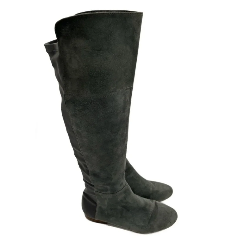 Banana Republic Boots‎ Women's Size 7M Gray Suede Leather Over-The-Knee Tall